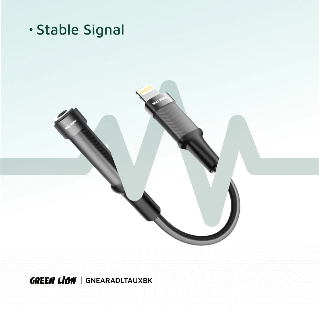 Green Lion Earphone Adapter Lightning to 3.5mm Audio Jack Black - Image 2