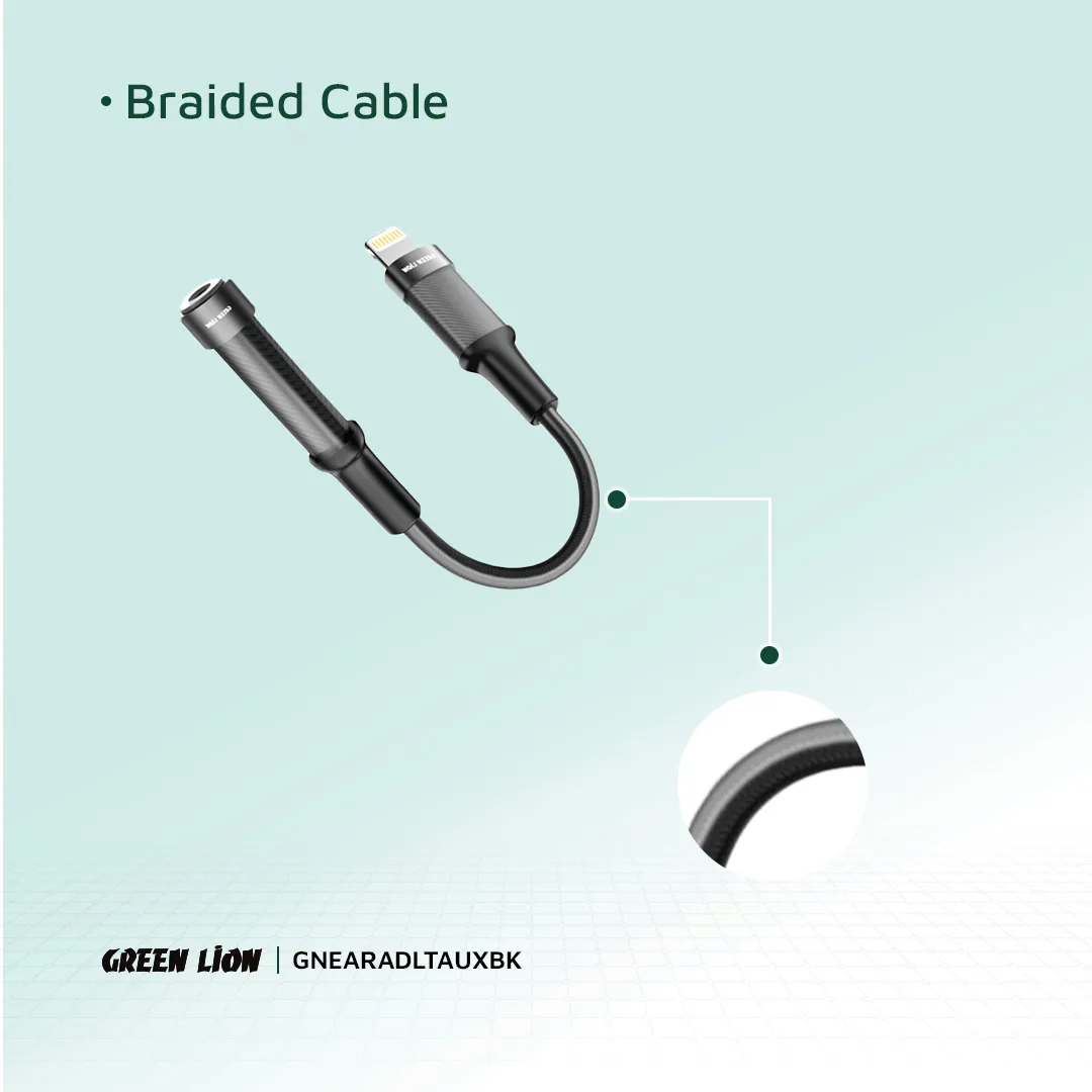 Green Lion Earphone Adapter Lightning to 3.5mm Audio Jack Black - Image 5