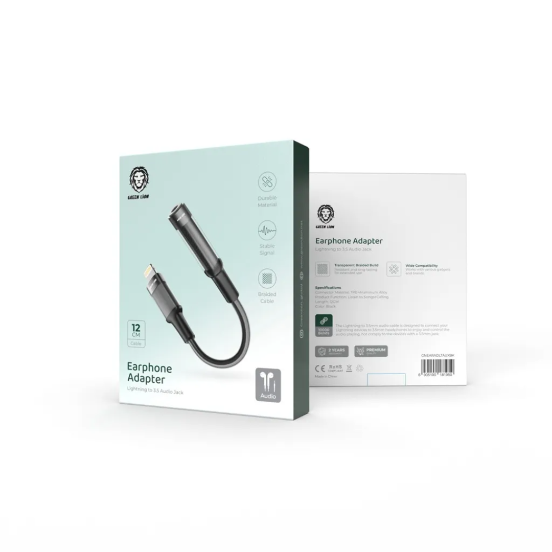 Green Lion Earphone Adapter Lightning to 3.5mm Audio Jack Black - Image 6