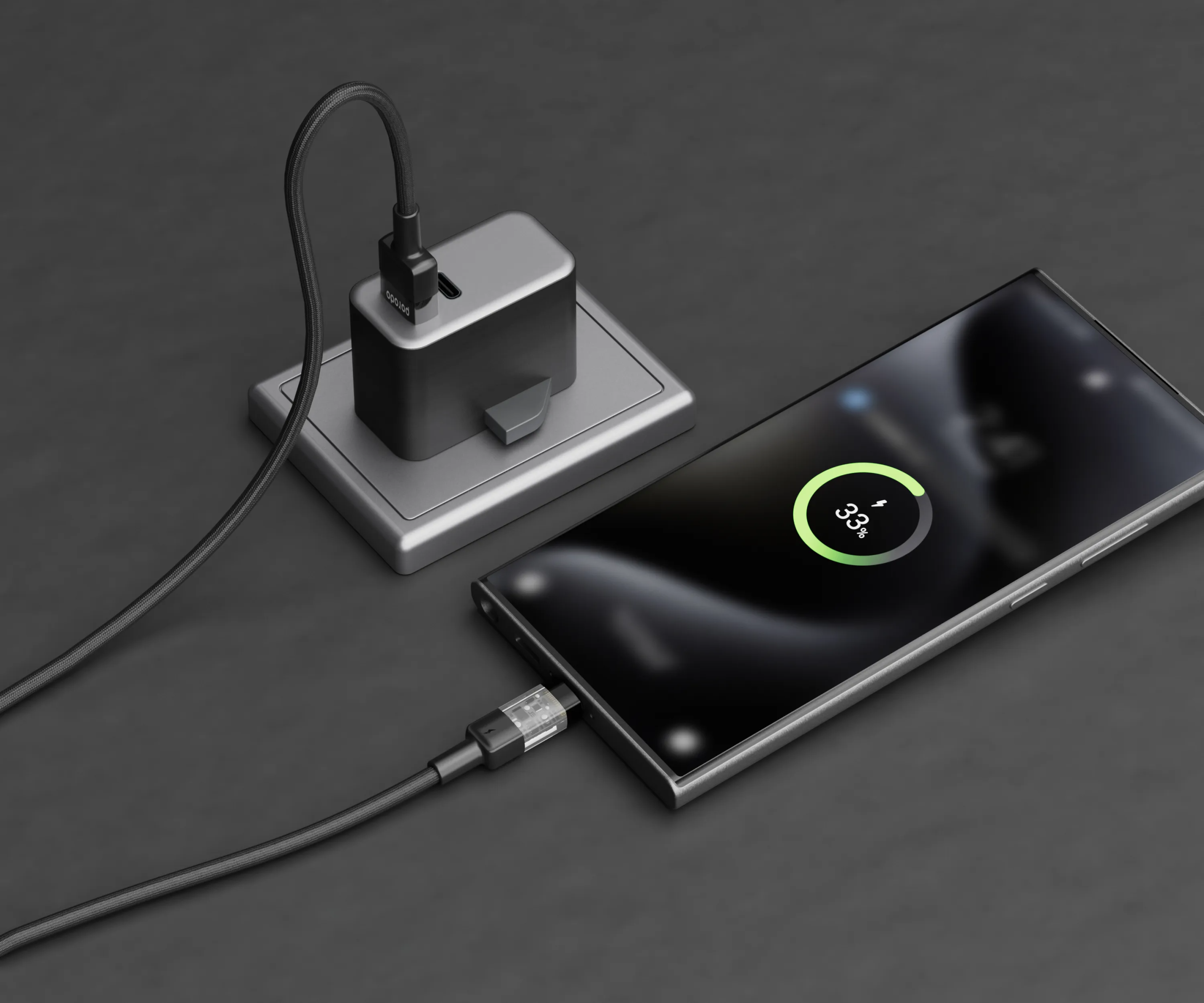 Porodo Braided USB to USB-C Cable 1.2m — Transparent Connectors (Black/White) - Image 3