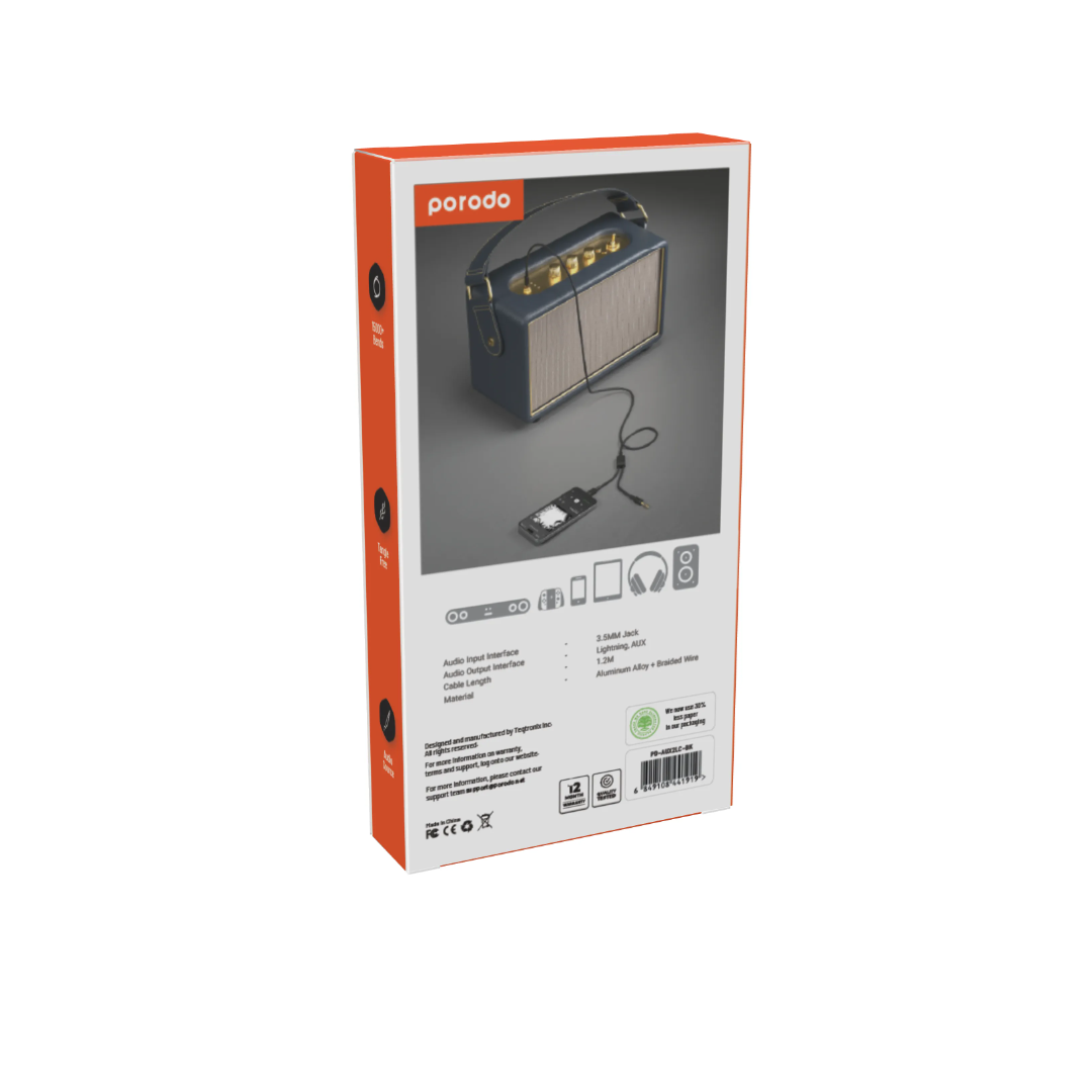 Porodo Multi‑Device AUX 3.5mm|Type‑C Cable 1.2M — Tangle‑Free Audio Solution - Image 3