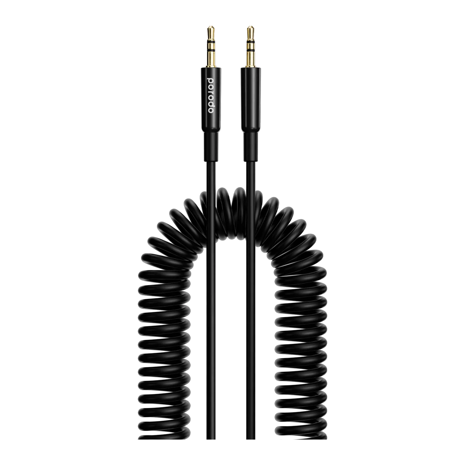 Porodo 3.5mm AUX Coiled Audio Cable 1.2m — Auto-Retract, Tangle-Free Design - Image 3
