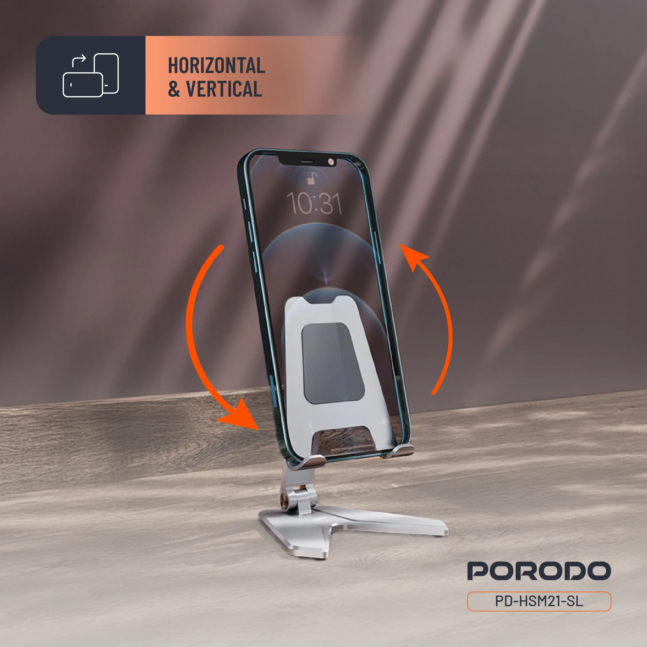 Porodo Aluminum Alloy Foldable Mobile Stand - Image 8