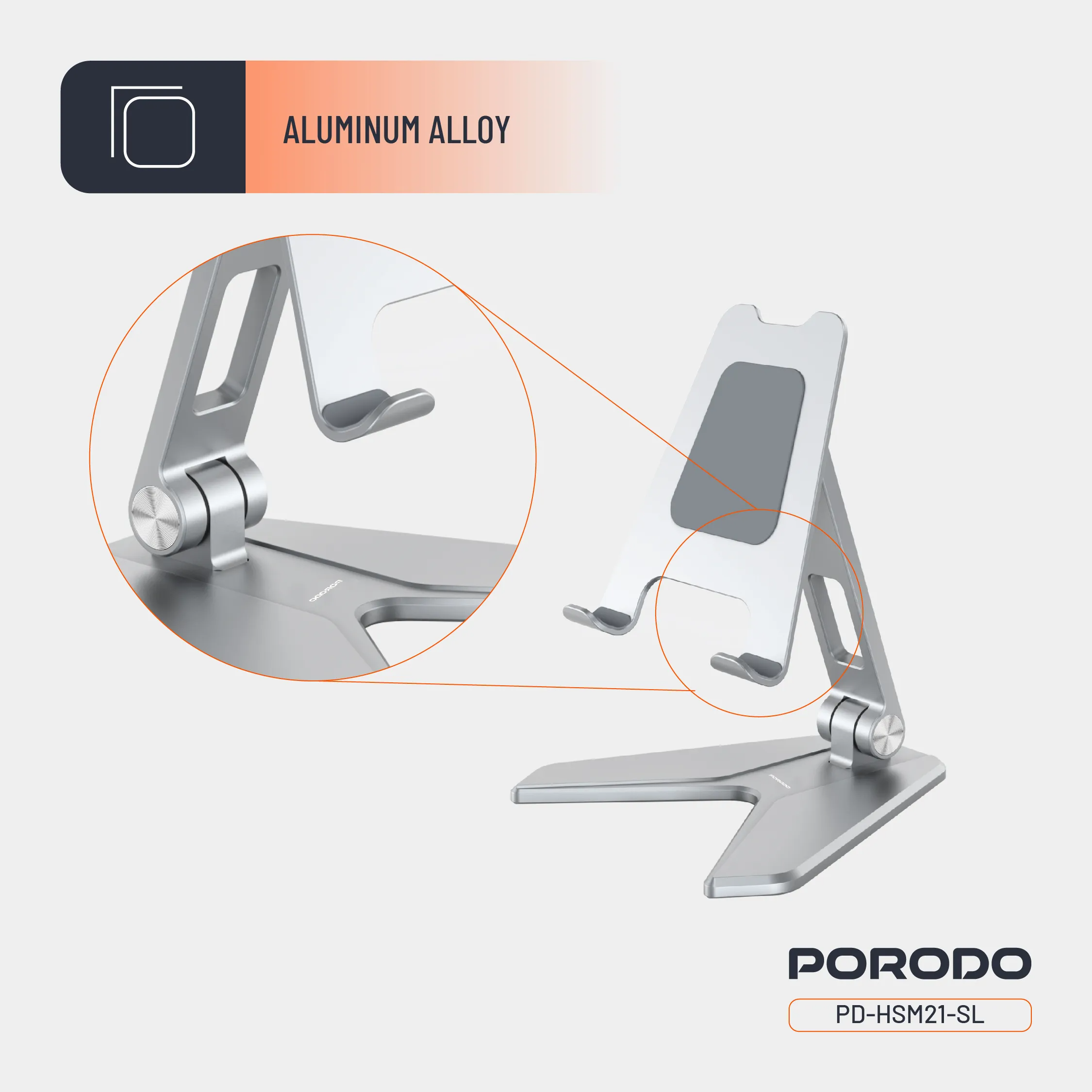 Porodo Aluminum Alloy Foldable Mobile Stand - Image 9