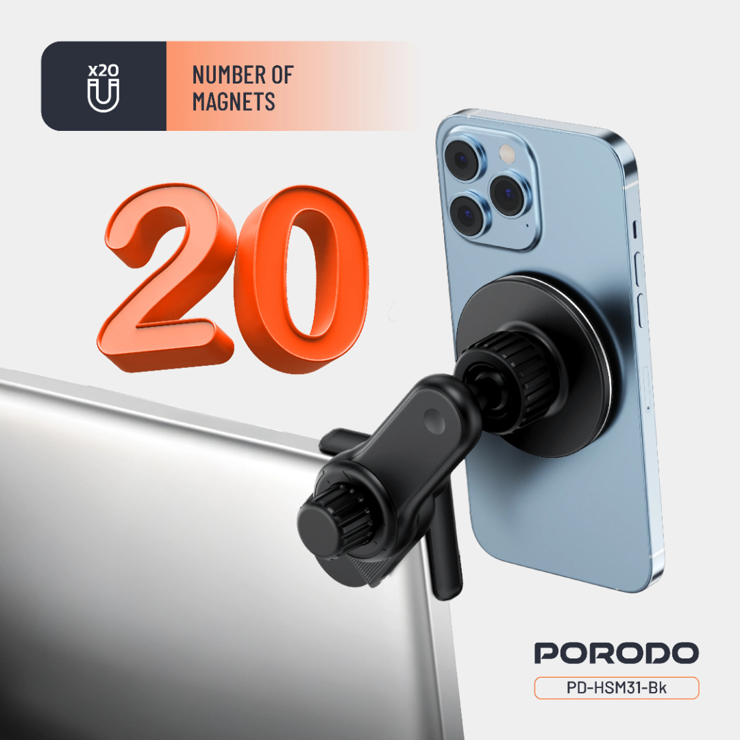 Porodo Maglock MagSafe Phone Mount Multi-Angle(Black) - Image 2