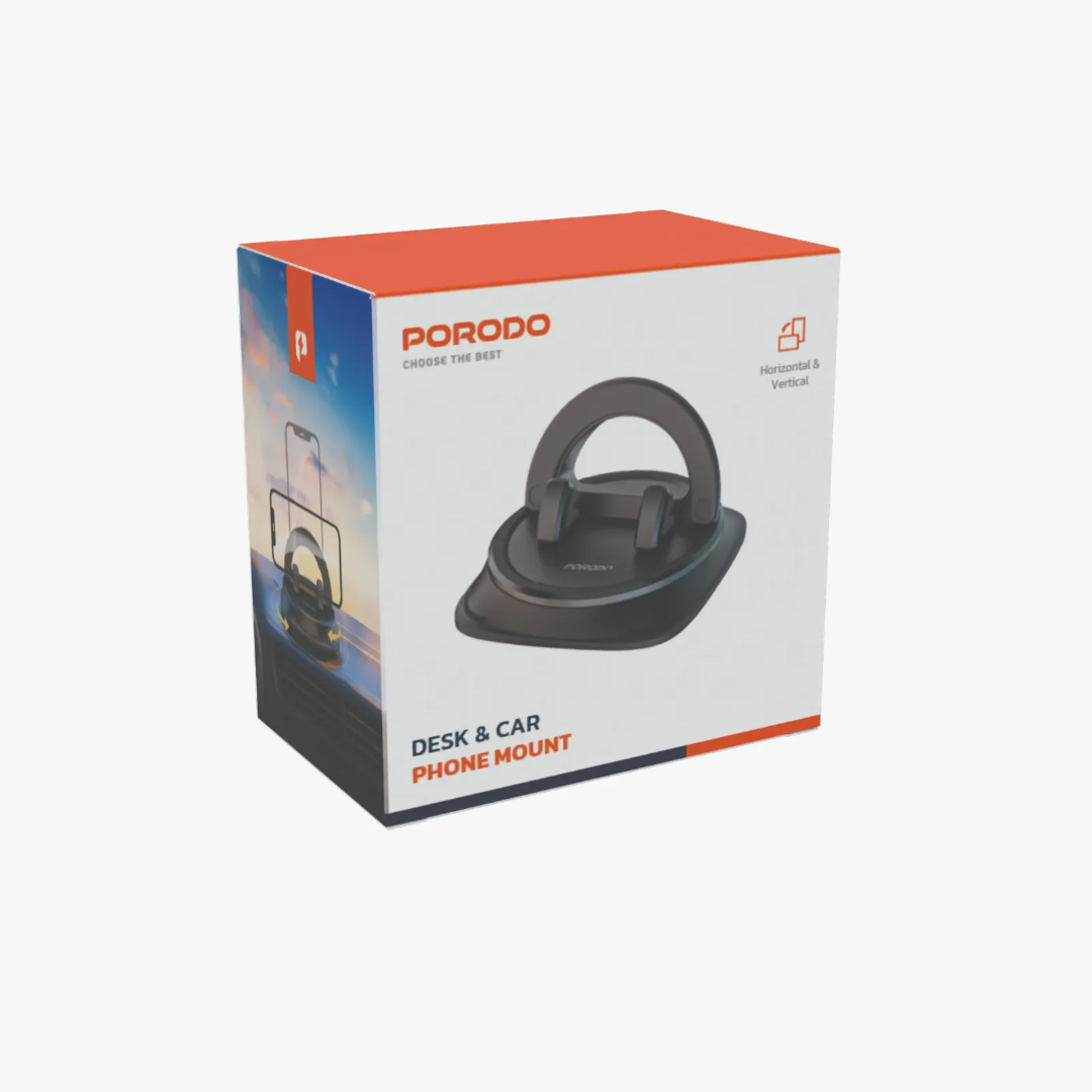 Porodo Rotatable Mobile Phone Bracket — 360° Spring Clamp, One-Hand Operation, Up to 12.9" (Black) - Image 6