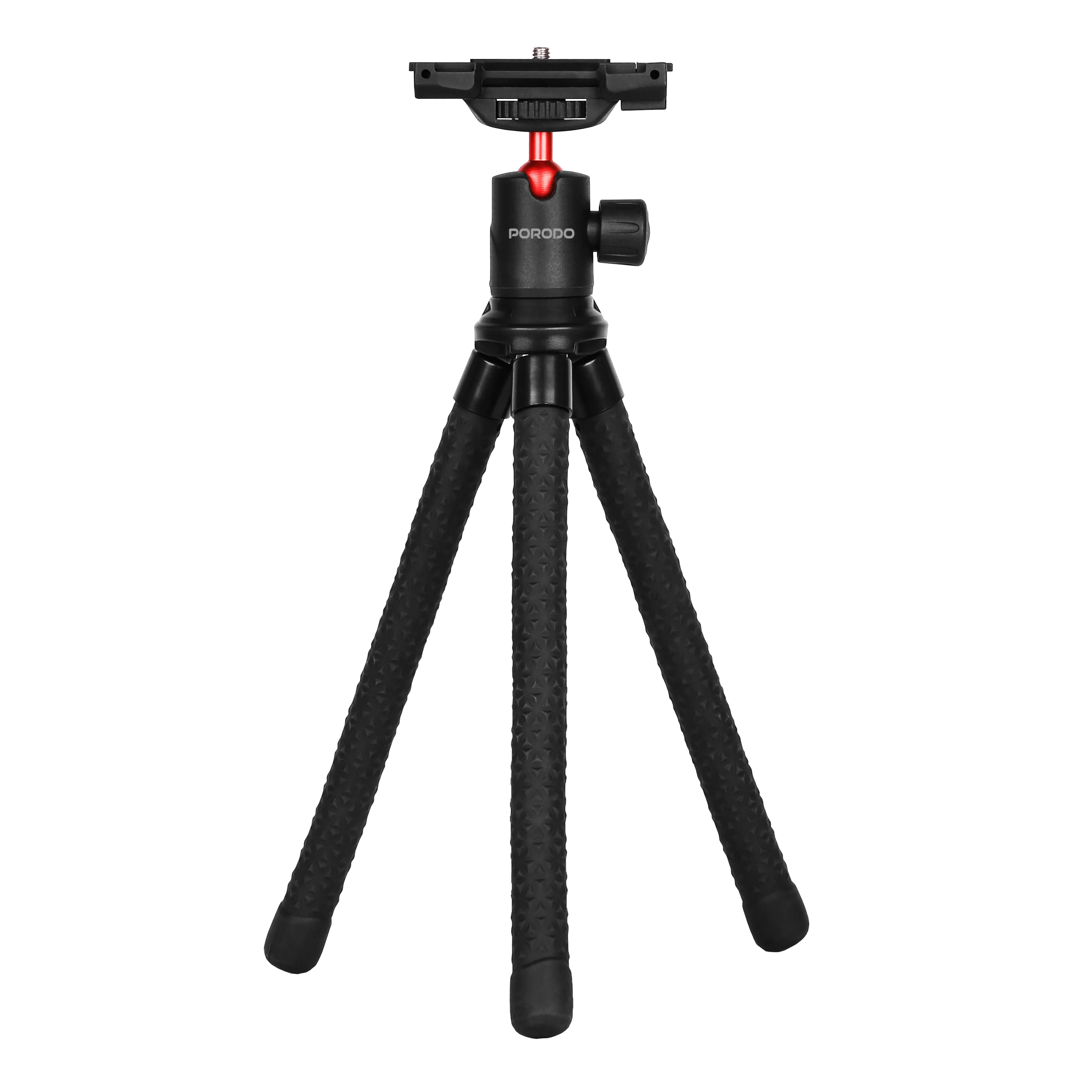 Porodo Flexible Tripod Stand — ABS & Rubber, 330–390mm, 2kg Load Capacity (Black) - Image 3