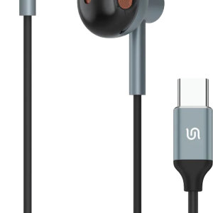 Porodo Soundtec stereo earphones in black with 1.2m cable and high‑clarity microphone