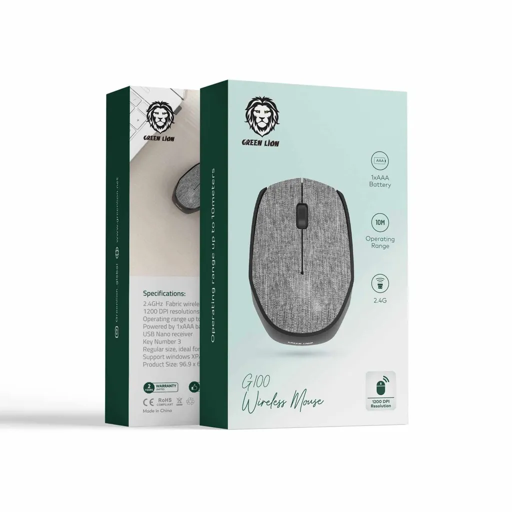 GREEN LION G100 WIRELESS MOUSE -GRAY - Image 4