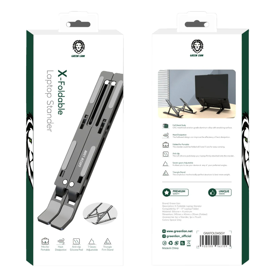 X-Foldable Laptop Stand-GREEN LION - Image 4
