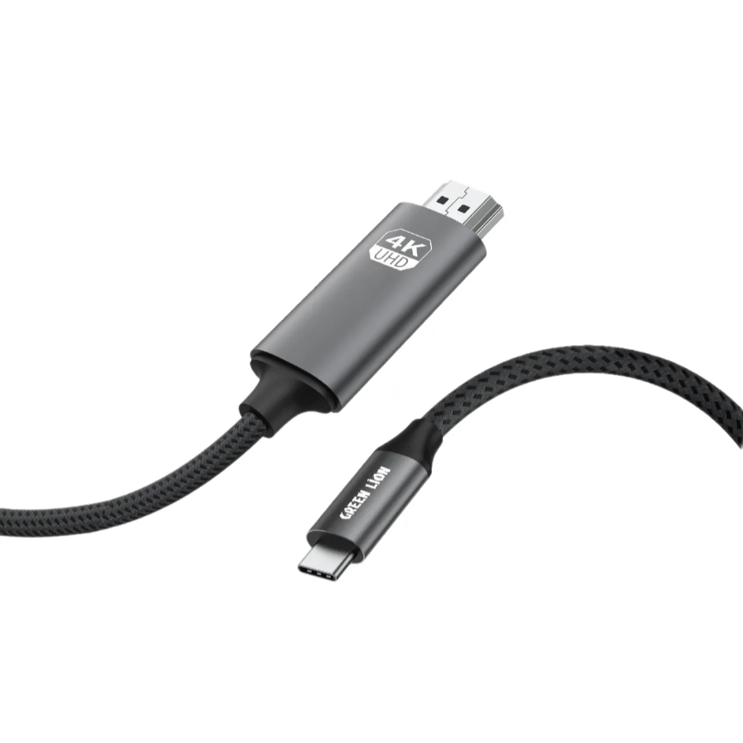 Green Lion 4K USB-C to HDMI braided cable, supports 4K@30Hz, black (product view)