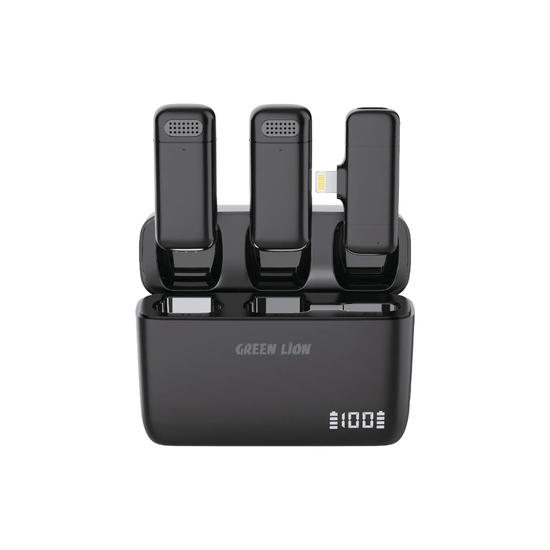 Green Lion Duo Cast wireless microphone for Lightning and Type‑C devices in black