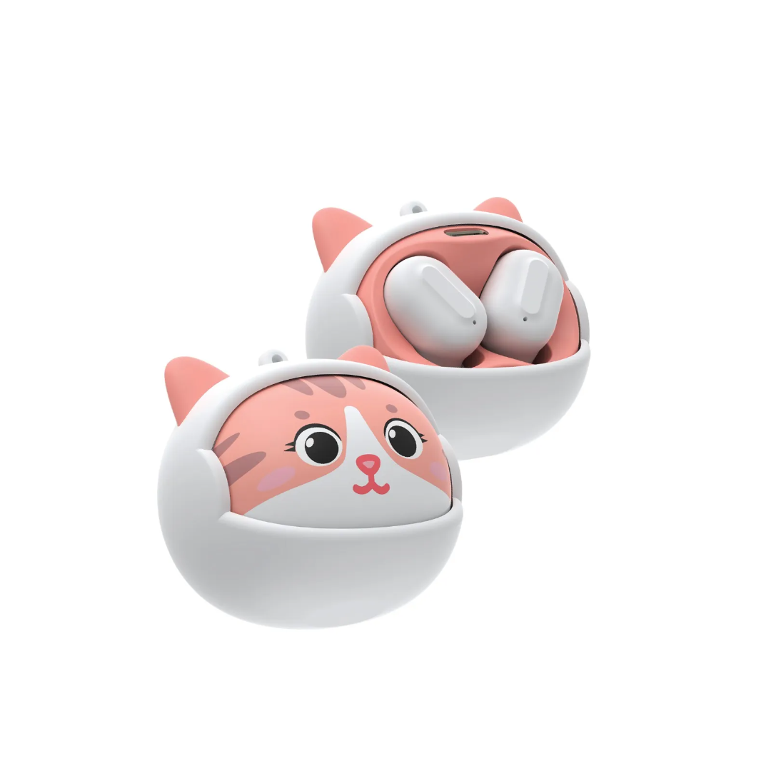 Green Lion Kitty Beats true wireless earbuds in white