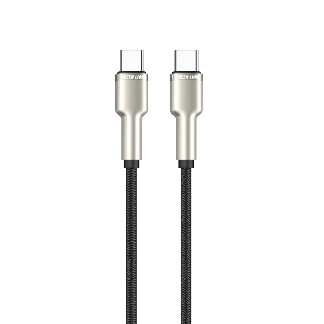 Green Lion USB-C to USB-C braided cable, 1m, 60W PD, black (product view)