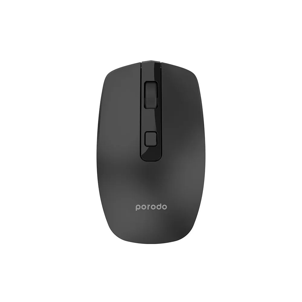 Porodo 1600 DPI wireless mouse, dual 2.4GHz and Bluetooth V5.2, adjustable DPI (front view)