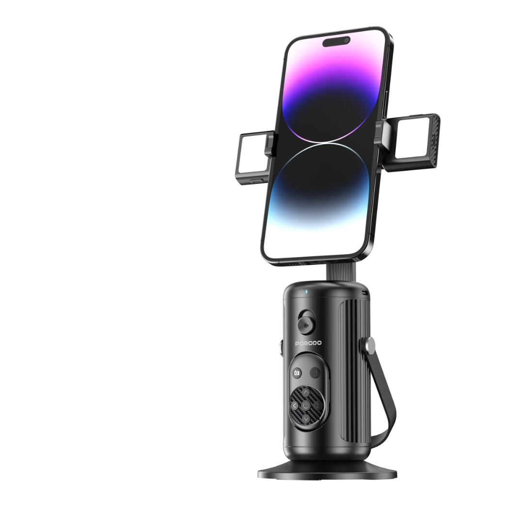 Porodo face tracking smart mount, black (front view)