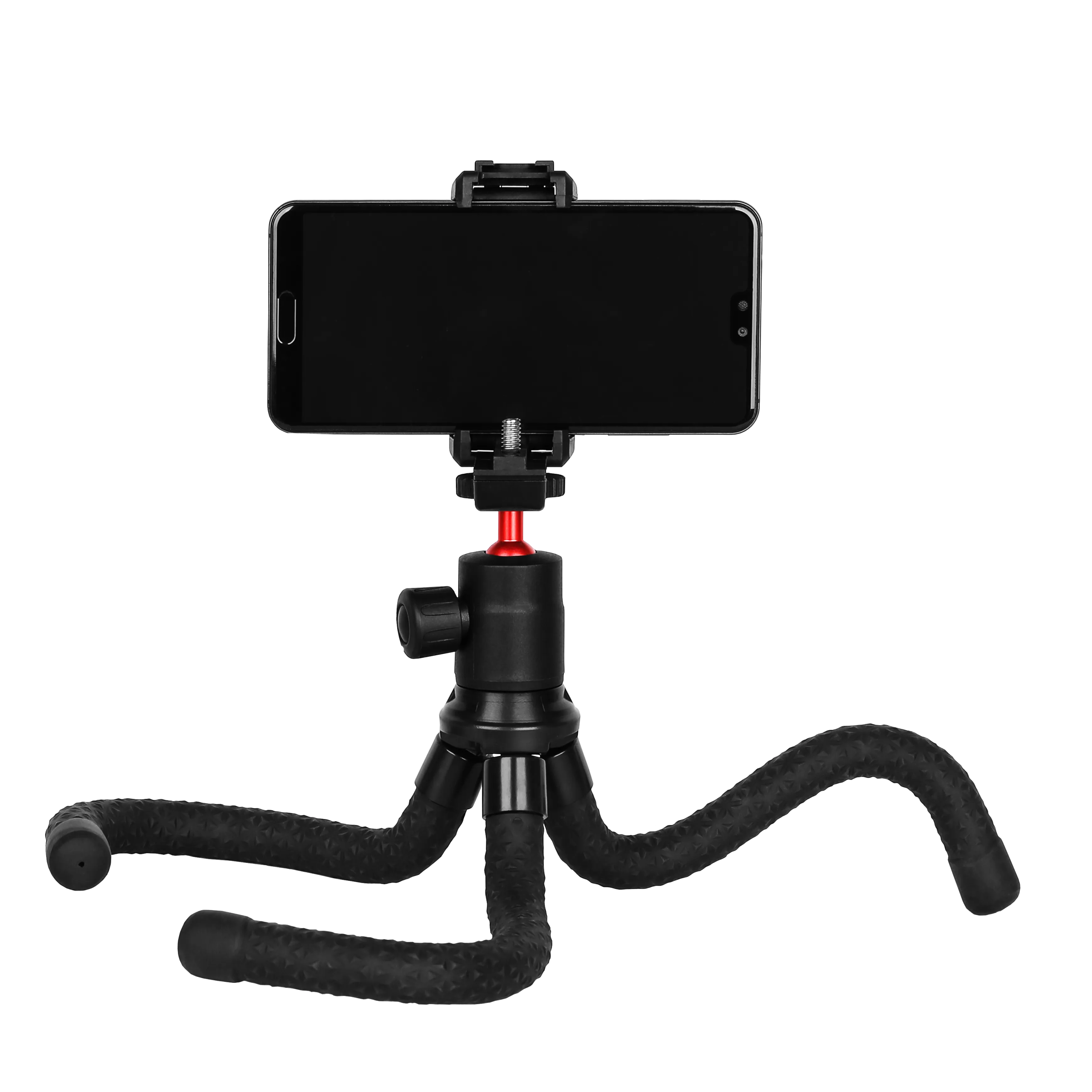 Porodo flexible tripod stand, black (front view)
