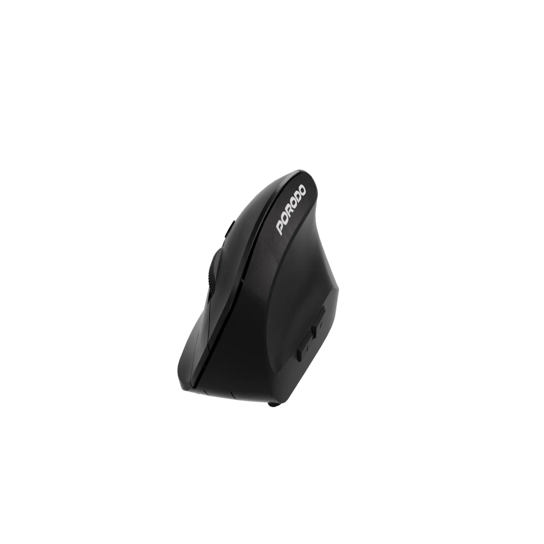 Porodo vertical wireless mouse 4000 DPI, black (front view)