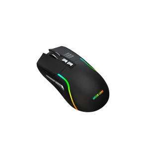 Green Lion rechargeable gaming mouse in black with adjustable DPI and 7 keys