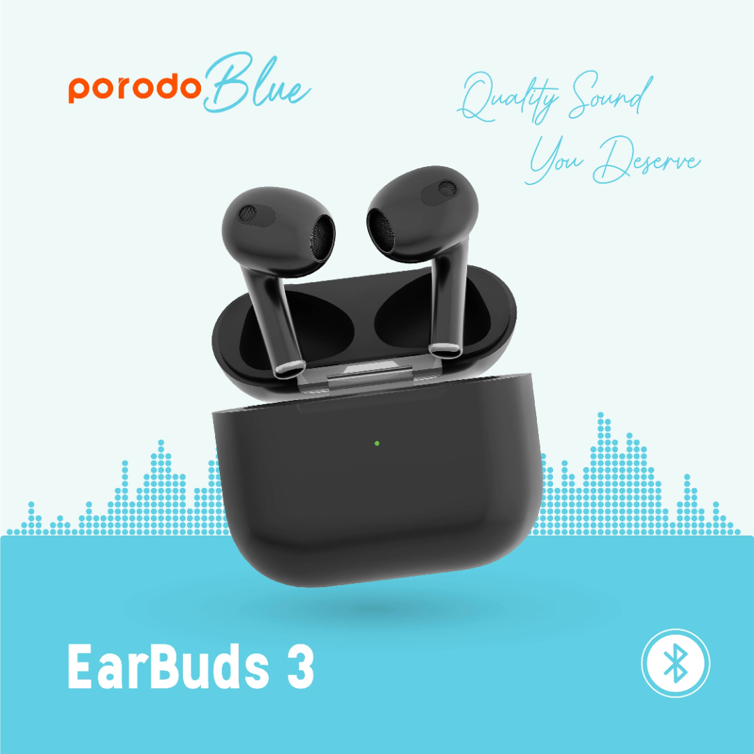 Porodo Blue Deep Bass Wireless Earbuds 3 -20H Playtime - Image 9