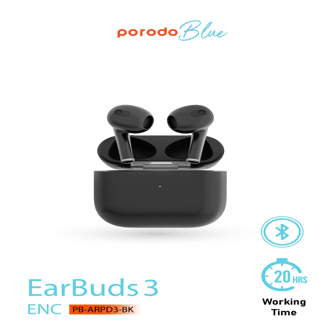 Porodo Blue Deep Bass Wireless Earbuds 3 -20H Playtime - Image 4