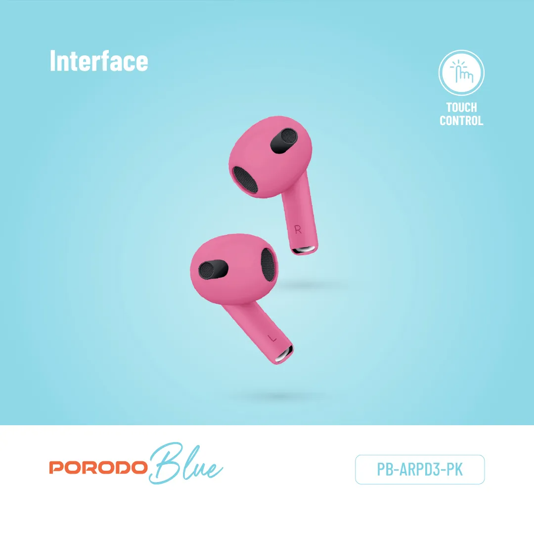 Porodo Blue Deep Bass Wireless Earbuds 3 -20H Playtime - Image 3