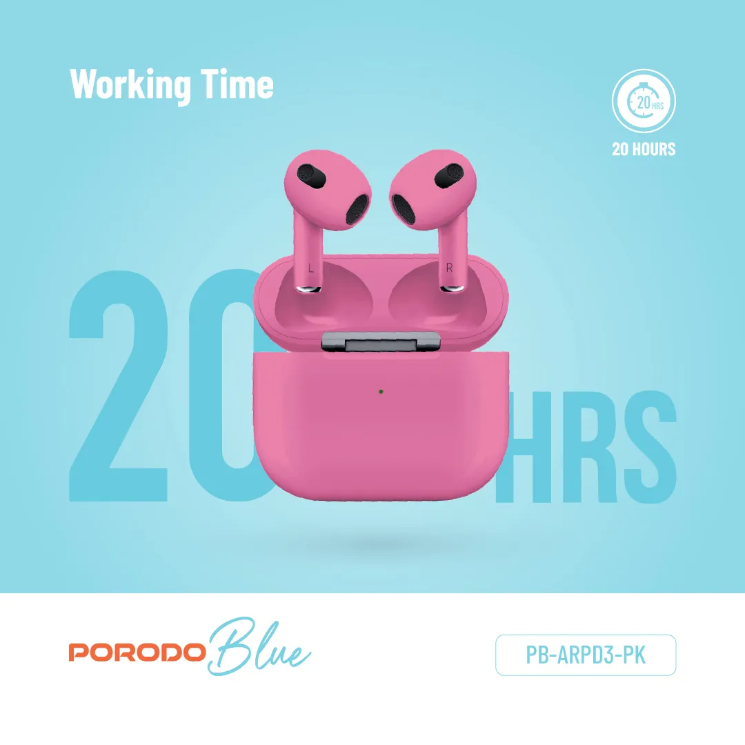 Porodo Blue Deep Bass Wireless Earbuds 3 -20H Playtime - Image 11