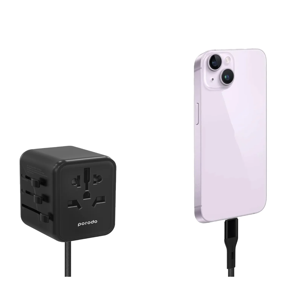 Porodo Dual USB‑A Universal Travel Adapter 2.4A 150+ Countries - Image 4