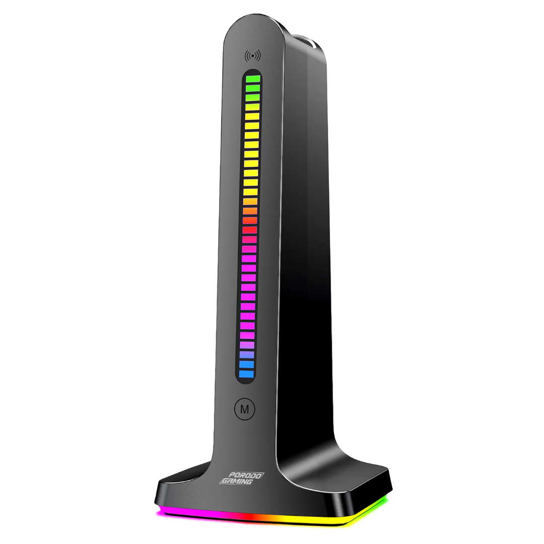Porodo Gaming RGB headphone stand in black with cable storage