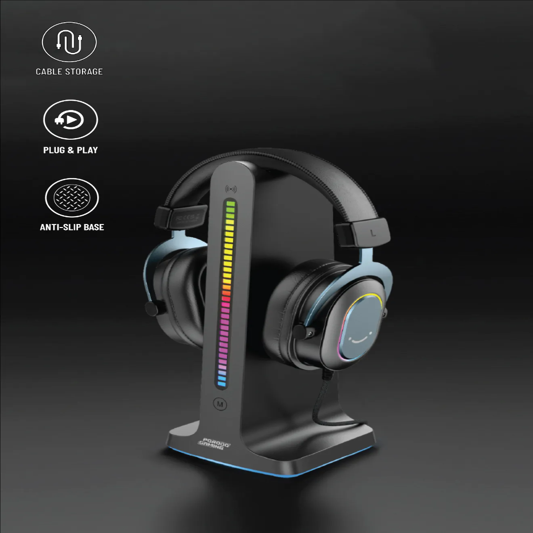 Porodo Gaming RGB Headphone Stand (Black) - Image 4