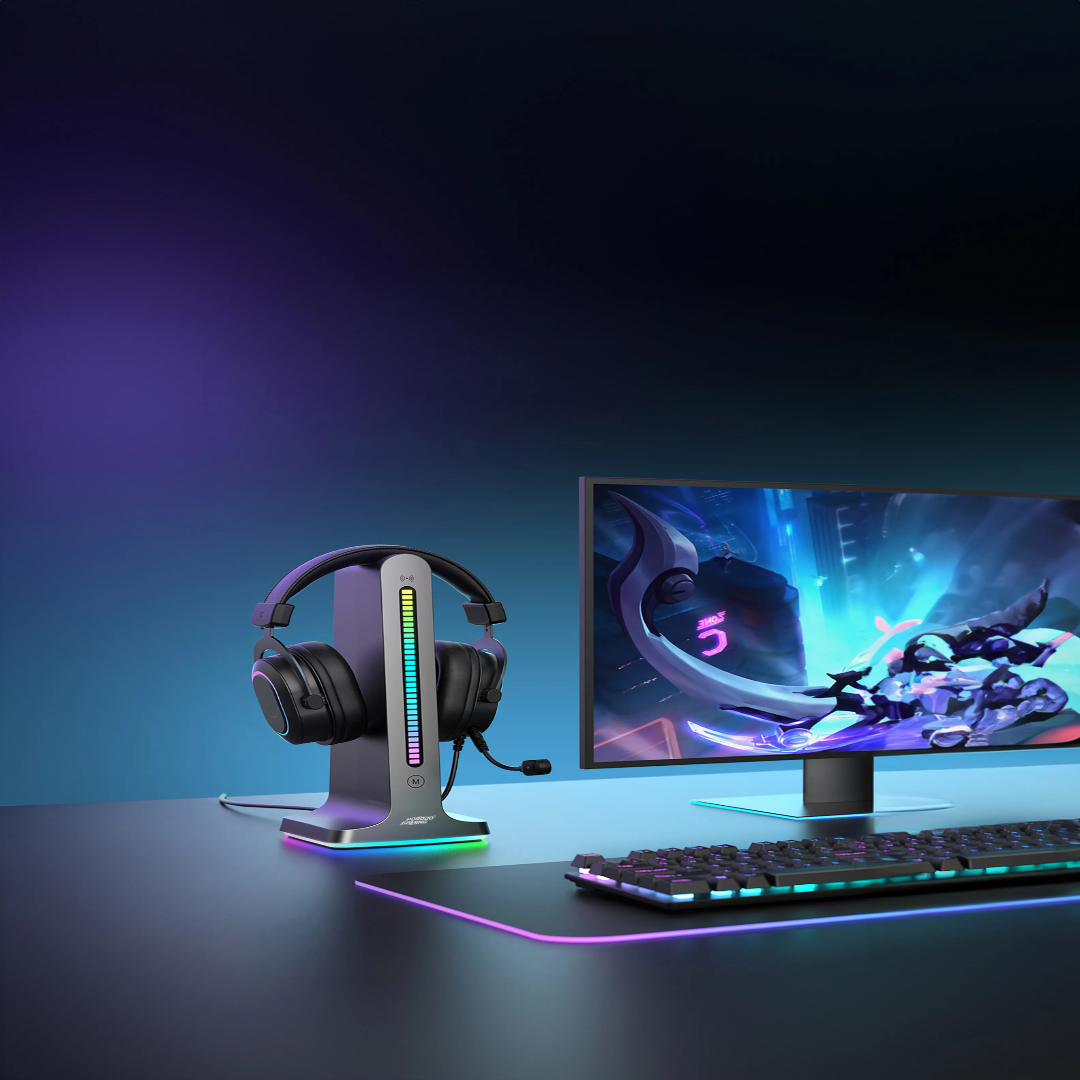 Porodo Gaming RGB Headphone Stand (Black) - Image 5