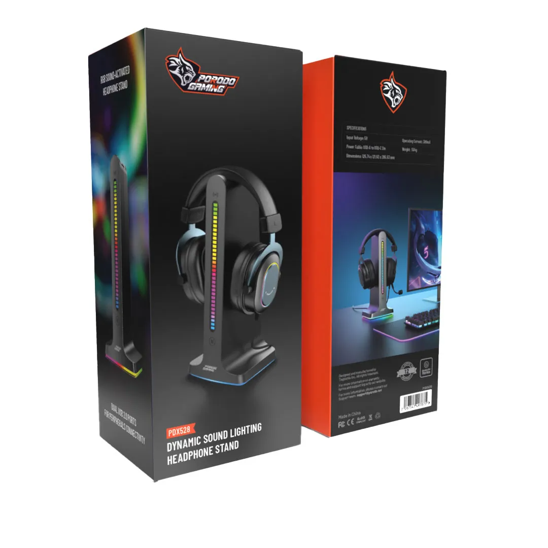 Porodo Gaming RGB Headphone Stand (Black) - Image 6