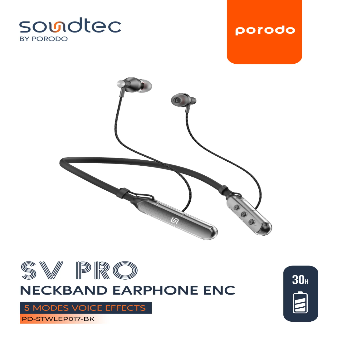 Porodo Soundtec SV Pro Neckband Earphone – BT 5.3, ENC, 30H Playtime (250mAh) - Image 4