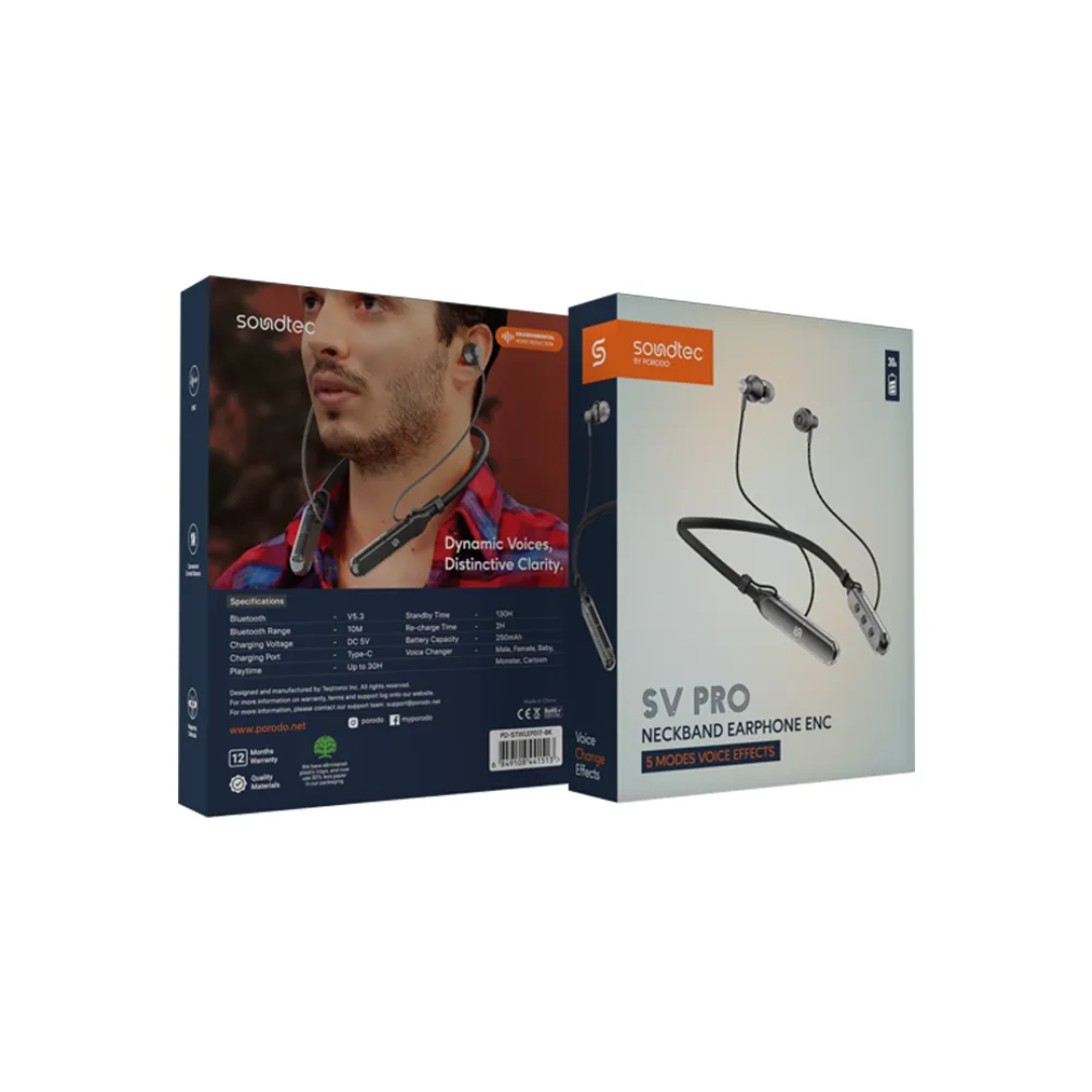 Porodo Soundtec SV Pro Neckband Earphone – BT 5.3, ENC, 30H Playtime (250mAh) - Image 5