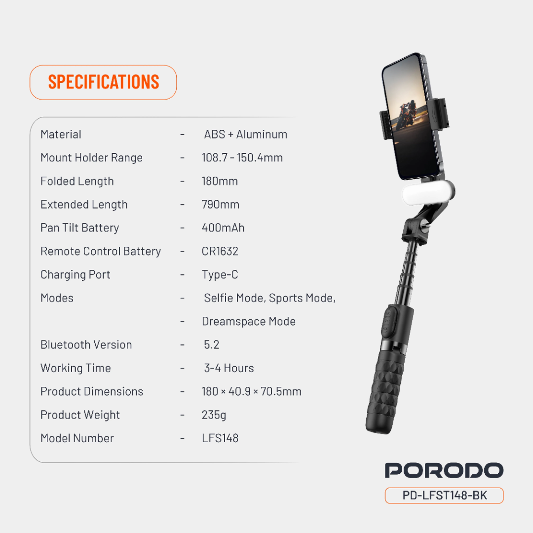 Porodo QuadBase Gimbal Stabilizer (Black) - Image 5