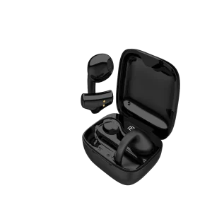 Porodo Soundtec Snap Clip‑On Wireless Earbuds (Black) – Digital Display, Deep Bass