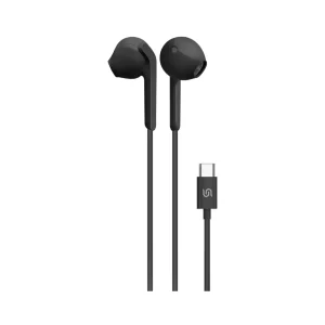Porodo Soundtec stereo earphones 1.2m black with Type-C connector, 14mm driver and high-clarity mic
