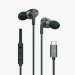 Porodo Soundtec stereo earphones black with Type-C connector, 1.2m cable and high-clarity mic