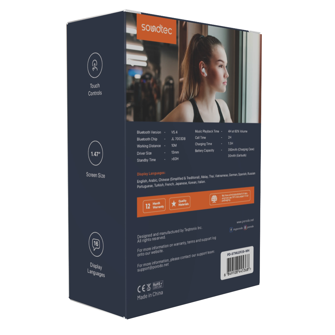 Porodo Soundtec Wonder ANC Earbuds (Touch Screen) - Image 4
