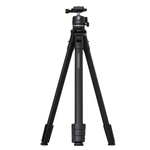Porodo ultra-light aluminum tripod in black with telescopic design and 360° rotation