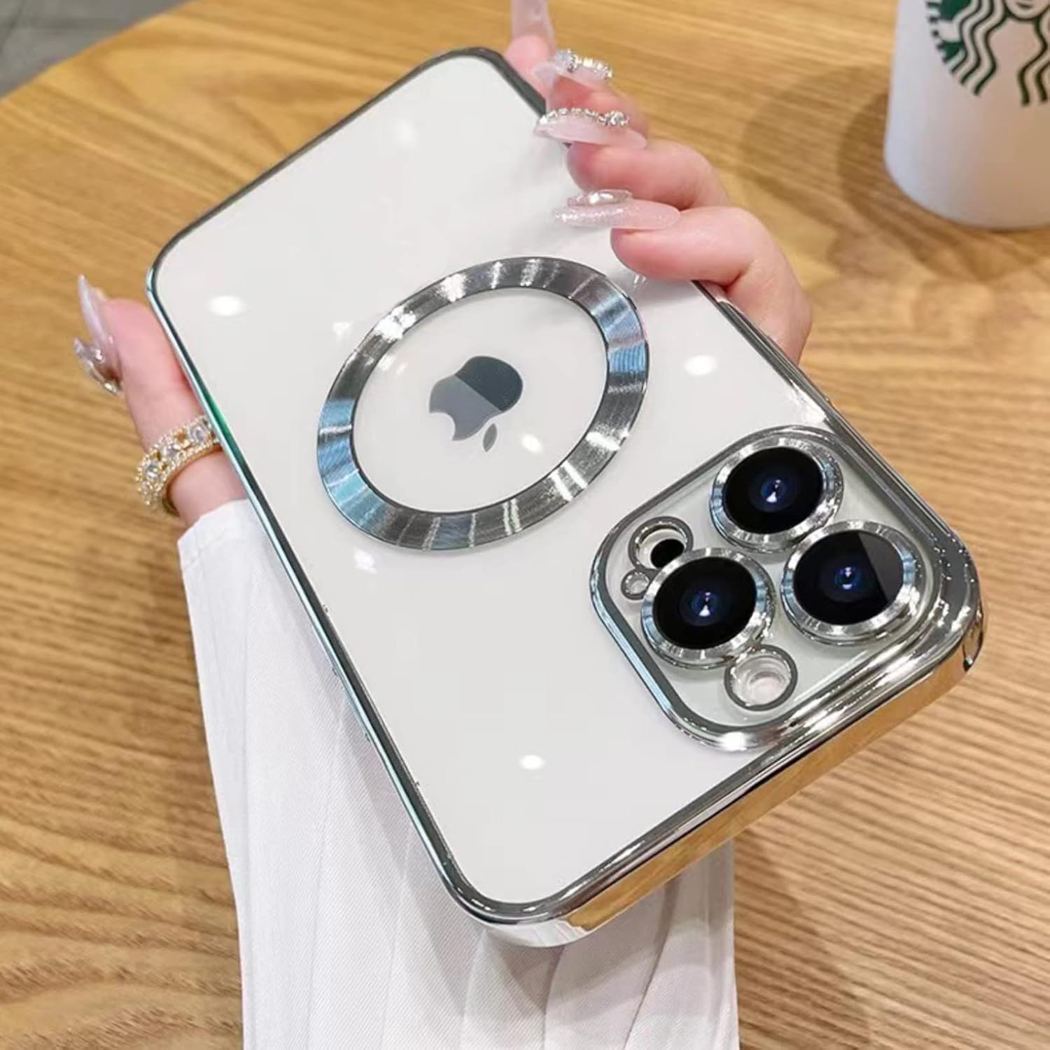 iphone 11 bling magsafe+lens case silver