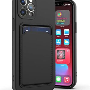iphone 12 pro max back card wallet silicon case black