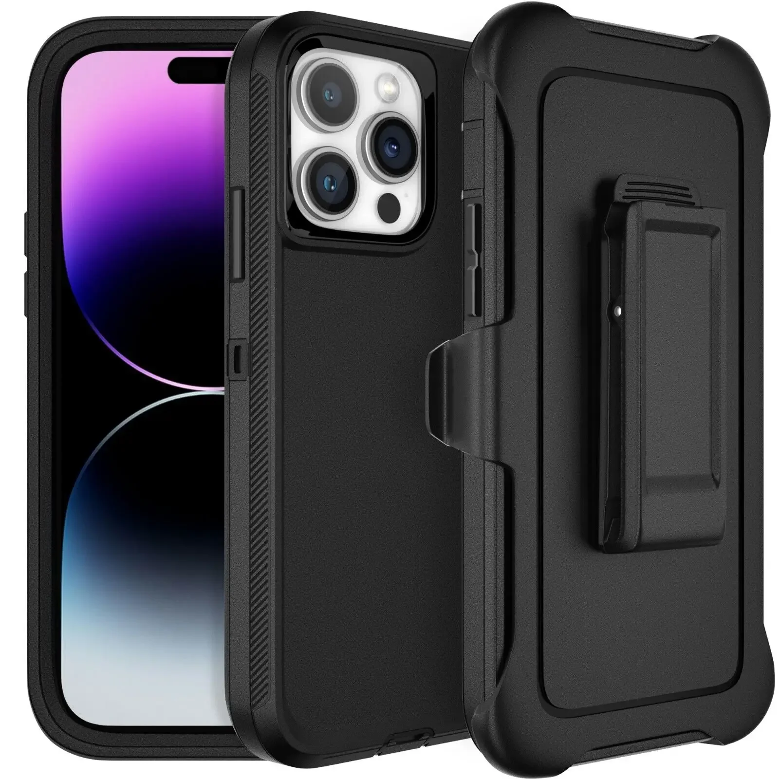 iphone 13 pro max defence pro w/clip case black