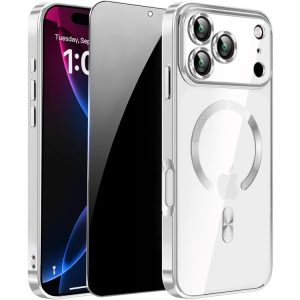 iphone 16 chrome magsafe + lens protection silver
