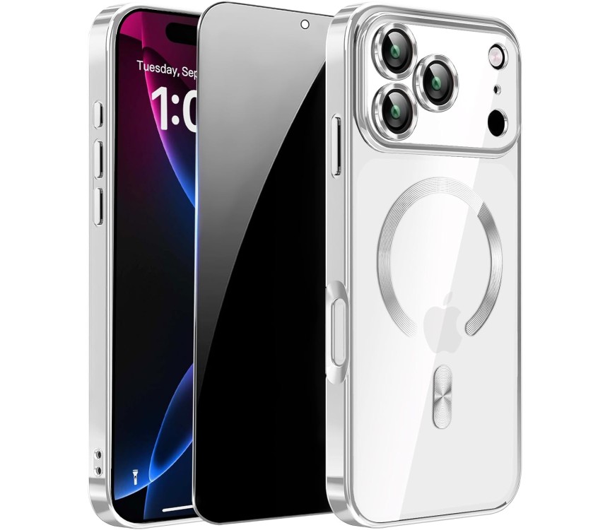 iphone 16 chrome magsafe + lens protection silver