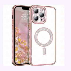 iphone 16 pro max bling magsafe+lens case Rose gold