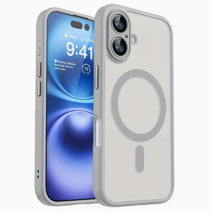 iphone 16 pro smoke magsafe clear case white