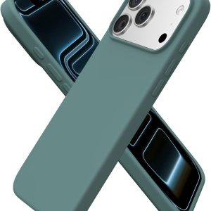 iphone 17 pro max silicone case w/l midnight green