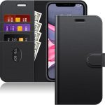 iphone xr leather wallet cover black