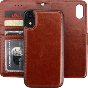 iphone xr the cube wallet phone case brown